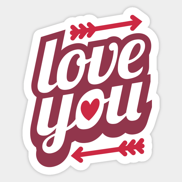 Retro Love You Valentine Sticker by greenoriginals